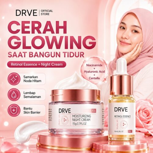COD DRVE Paket Skincare Malam 2in1 Retinol Essence 10ml + Night Cream 15g Serum Retinol dan Krim Malam Niacinamide Ceramide untuk Kulit Kering Kusam Lembap Halus Glowing Skin Barrier - Image 2