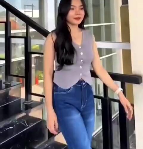 Celana Highwaist Cutbray Jeans Wanita Model Whisker Denim Stretch Premium