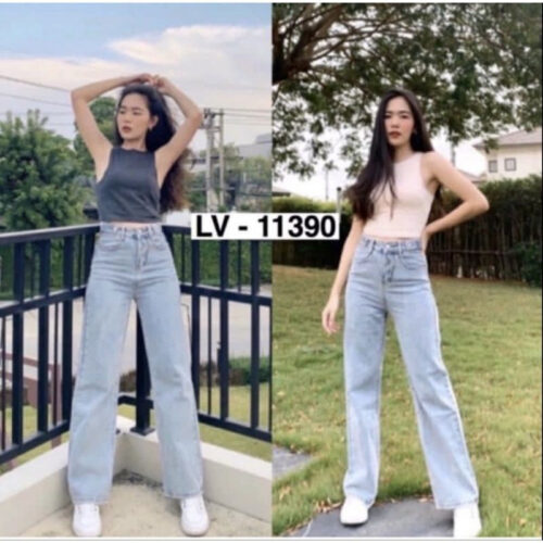 Celana Highwaist Kulot Jeans Wanita Loose Non Stretch Denim Premium